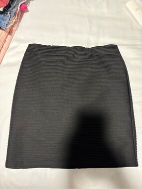 Black Ribbed Mini Skirt